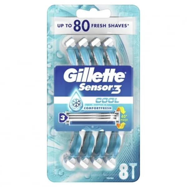 Maquinillas desechables para hombre Sensor3 Cool Gillette 8 ud. - 8.01 ud - Imagen del producto en Findit