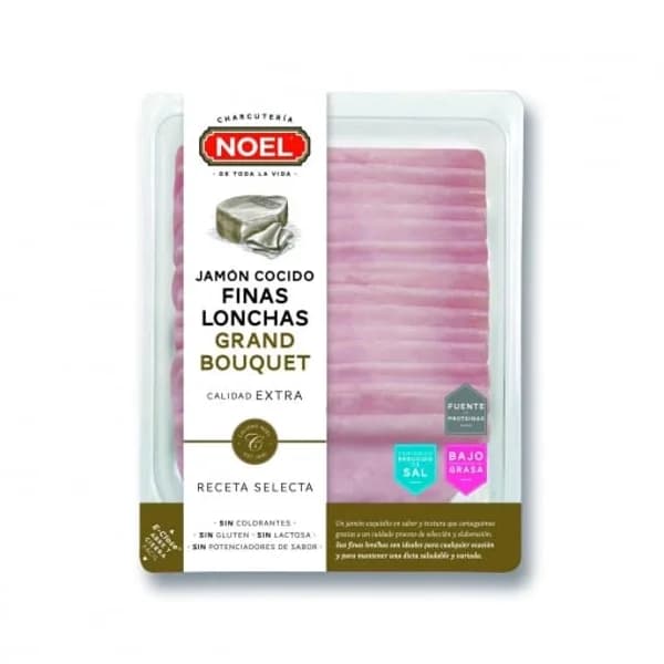 Jamón cocido lonchas bajo grasa y sal Embutidos Noel 180 g - 0.17 kg - Imagen del producto en Findit