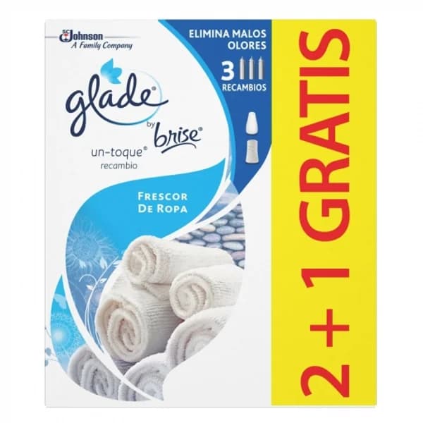 Ambientador un toque Frescor de ropa recambio Glade by brise pack de 3 unidades de 10 ml. - 1 ud - Imagen del producto en Findit