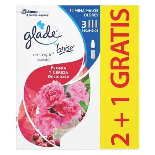 Ambientador un toque Peonia y Cereza recambio Glade by brise pack de 3 unidades de 10 ml. - 1 ud - Imagen del producto en Findit