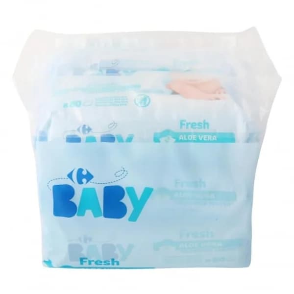 Toallitas bebé fresh aloe vera Carrefour Baby 6x80 uds. - 575 ud - Imagen del producto en Findit
