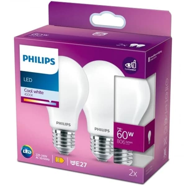 Bombilla Philips LED 60W E27 2 ud - 1 ud - Imagen del producto en Findit
