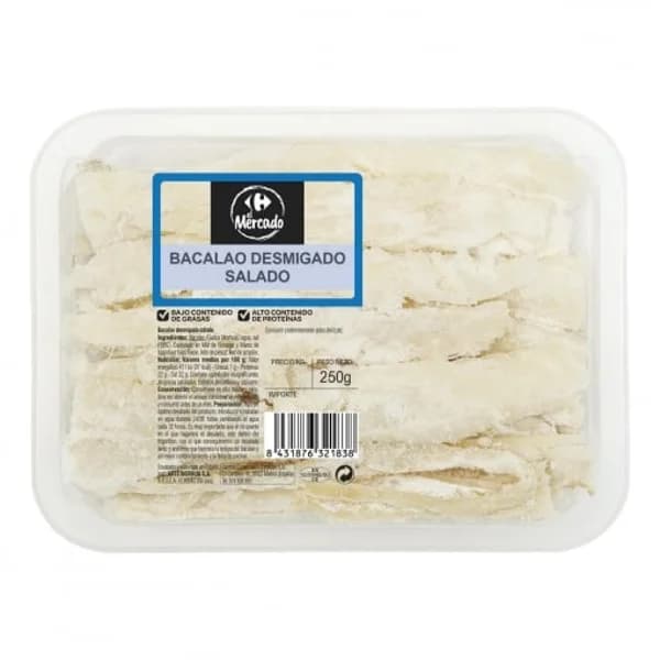 Bacalao desmigado salado Carrefour El Mercado 250 g - 0.25 kg - Imagen del producto en Findit