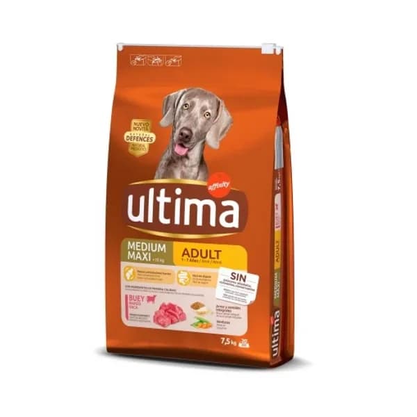 Pienso de buey para perro adulto medium maxi Ultima Dog 7,5 Kg. - 7.5 kg - Imagen del producto en Findit