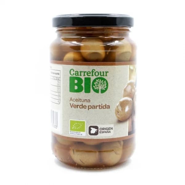 Aceituna verde partida ecológica Carrefour Bio 200 g. - 0.2 kg - Imagen del producto en Findit