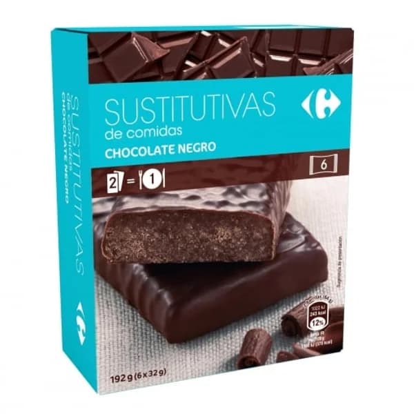 Barritas sustitutivas de chocolate negro Carrefour 192 g. - 0.19 kg - Imagen del producto en Findit