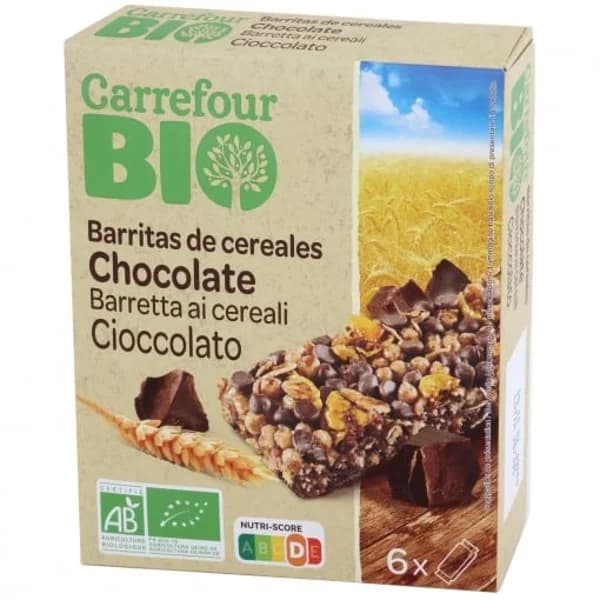Barritas de cereales con chocolate ecológicas Carrefour Bio 138 g. - 0.14 kg - Imagen del producto en Findit