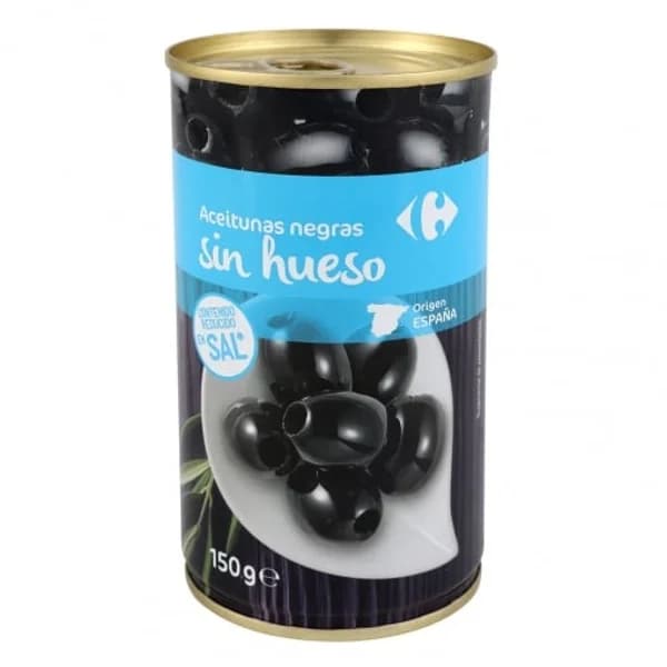 Aceitunas negras sin hueso bajo contenido en sal Classic Carrefour 150 g. - 0.15 kg - Imagen del producto en Findit