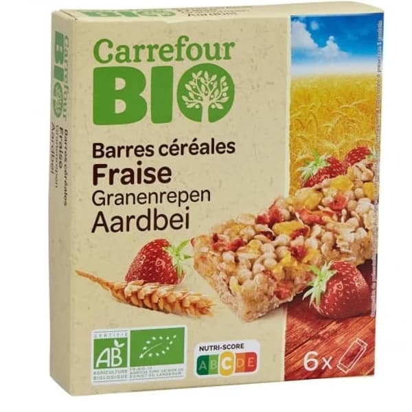 Barritas de cereales con fresa ecológicas Carrefour Bio 138 g. - 0.14 kg - Imagen del producto en Findit