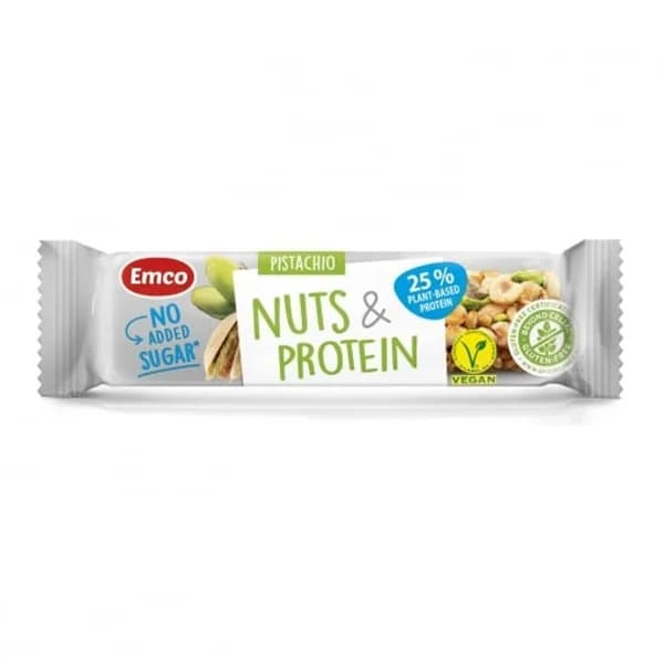 Barrita  pistacho 25% proteína sin azúcar Emco sin gluten 35 g. - 1 ud - Imagen del producto en Findit