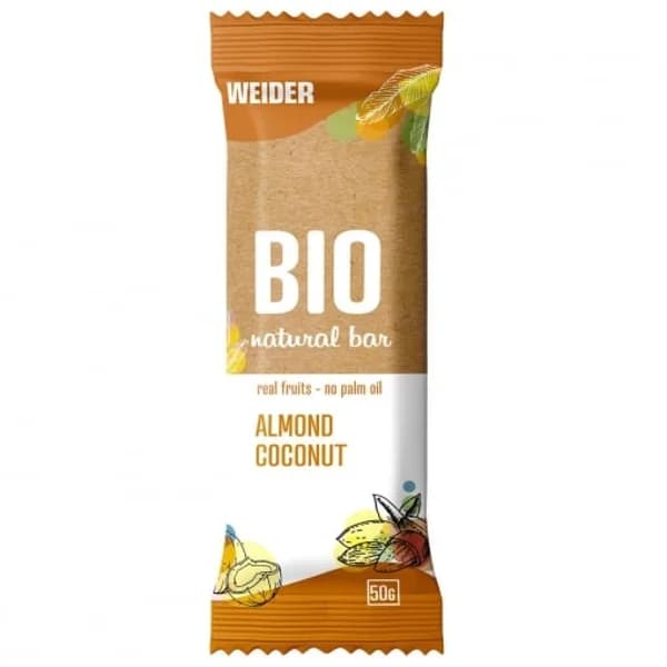 Barrita de almendras y coco ecológica Weider sin aceite de palma 50 g. - 0.05 kg - Imagen del producto en Findit