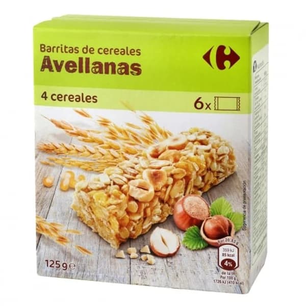 Barritas de cereales con avellana Carrefour 125 g. - 0.12 kg - Imagen del producto en Findit