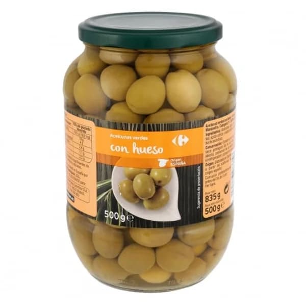Aceitunas verdes manzanilla con hueso Carrefour 500 g. - 0.5 kg - Imagen del producto en Findit