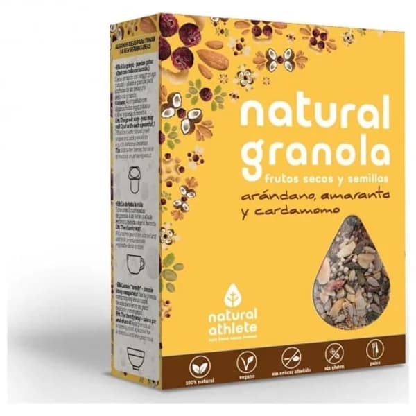 Granola natural de arándano, amaranto y cardamomo ecológica Natural Athlete 325 g. - 0.32 kg - Imagen del producto en Findit