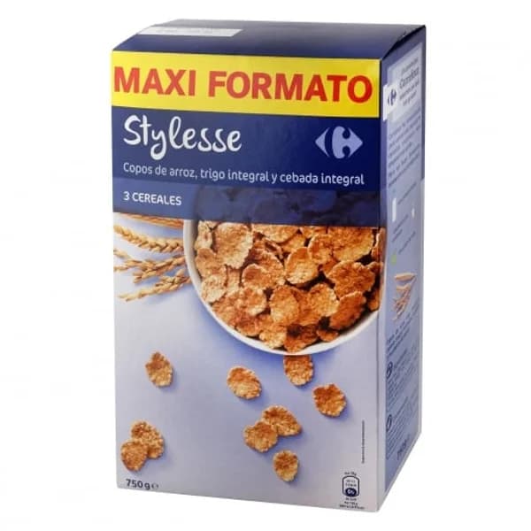 Copos de arroz, trigo integral y cebada integral Stylesse Carrefour 750 g. - 0.75 kg - Imagen del producto en Findit