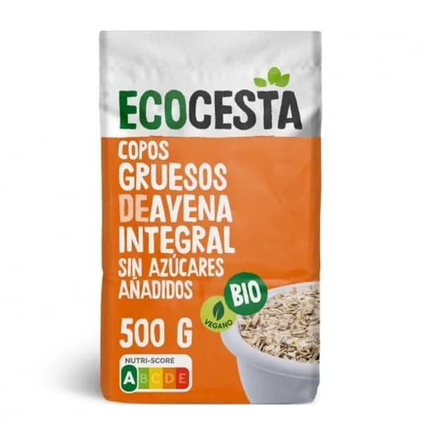 Copos de avena integral ecológicos EcoCesta sin azúcar añadido 500 g. - 0.5 kg - Imagen del producto en Findit
