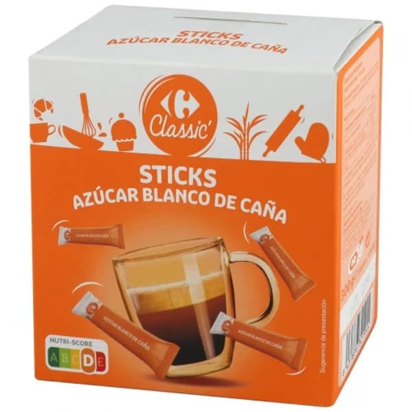 Azúcar blanco de caña en sticks Classic´ Carrefour 300 g. - 0.3 kg - Imagen del producto en Findit