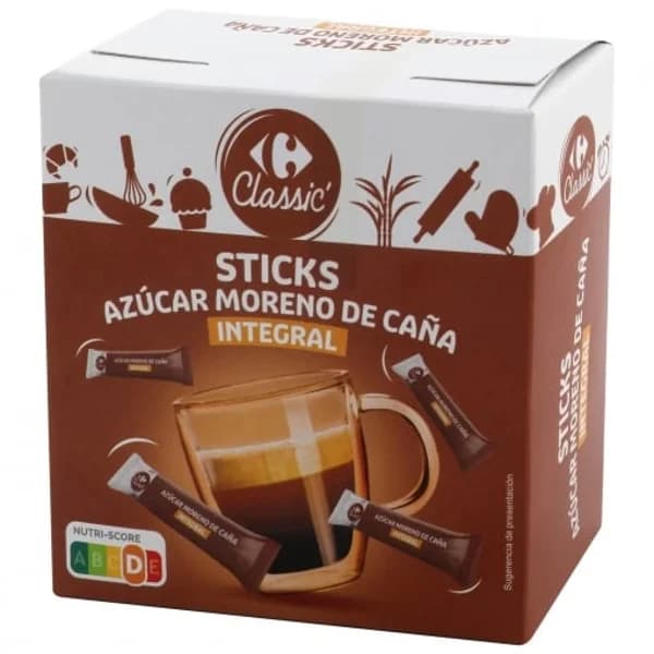 Azúcar moreno de caña integral en sticks Classic´ Carrefour 300 g. - 0.3 kg - Imagen del producto en Findit