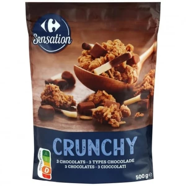 Cereales crunchy 3 chocolates Carrefour 500 g. - 0.5 kg - Imagen del producto en Findit