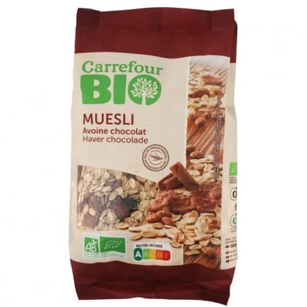 Muesli de avena de chocolate ecológico Carrefour Bio 375 g. - 0.38 kg - Imagen del producto en Findit