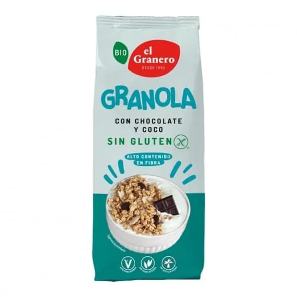 Granola con chocolate y coco ecológico El Granero sin gluten 350 g. - 0.35 kg - Imagen del producto en Findit