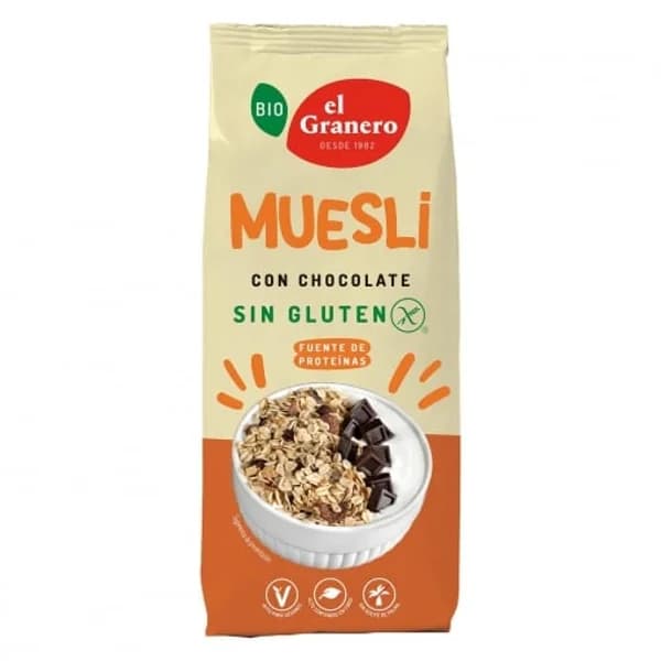 Muesli con chocolate ecológico El Granero sin gluten 375 g. - 0.38 kg - Imagen del producto en Findit