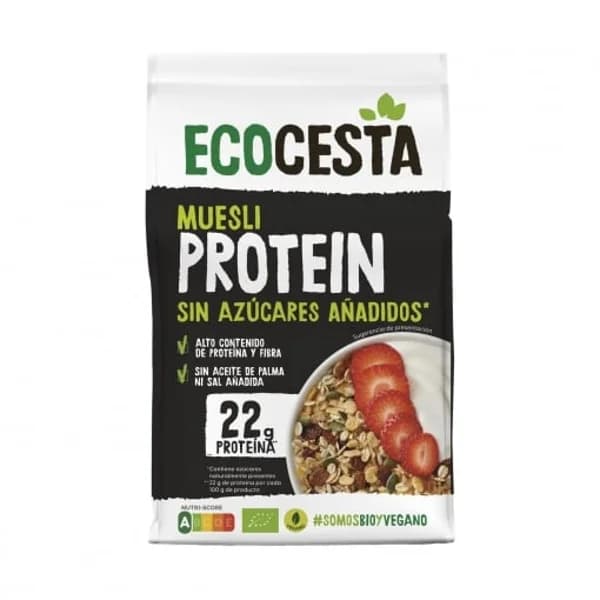 Muesli alto en proteína ecológico Ecocesta sin azúcar añadido 375 g. - 0.38 kg - Imagen del producto en Findit