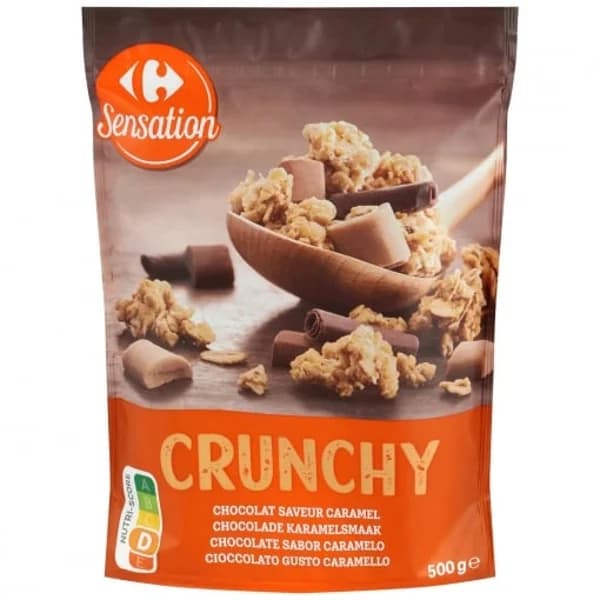Cereales crunchy 2 chocolates sabor caramelo Carrefour 500 g. - 0.5 kg - Imagen del producto en Findit