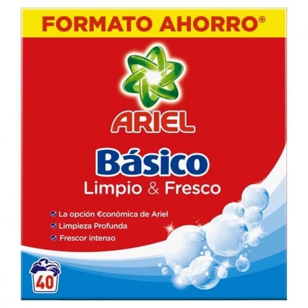 Detergente en polvo básico Ariel 40 lavados. - 39.96 ud - Imagen del producto en Findit