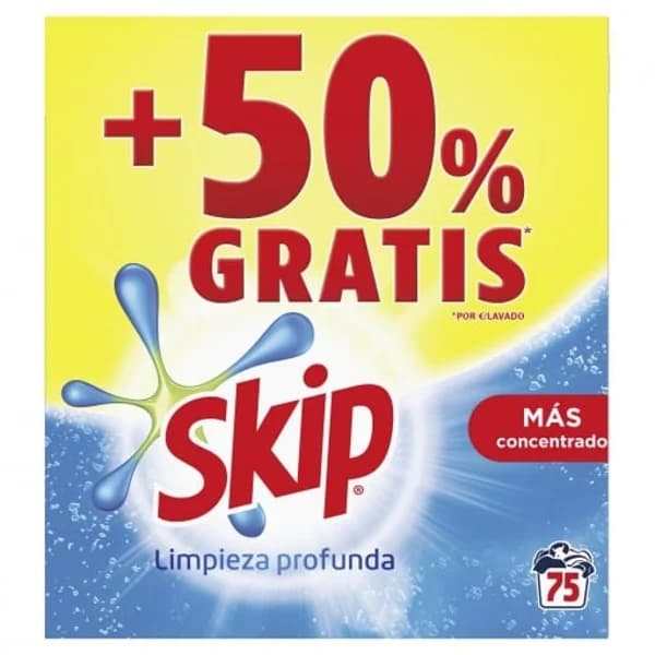 Detergente en polvo limpieza profunda Skip 75 lavados - 73.95 ud - Imagen del producto en Findit