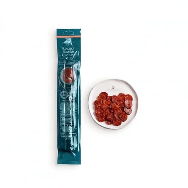 Chorizo ibérico de bellota de vela 100% raza ibérica Vela Sánchez Romero Carvajal sin gluten 200 g - 0.24 kg - Imagen del producto en Findit