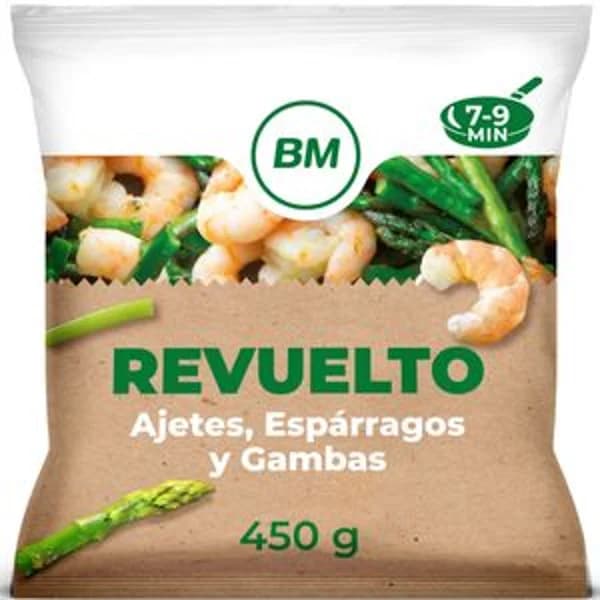 Revuelto de ajetes, espárragos y gambas 450 g - 0.45 kg - Imagen del producto en Findit