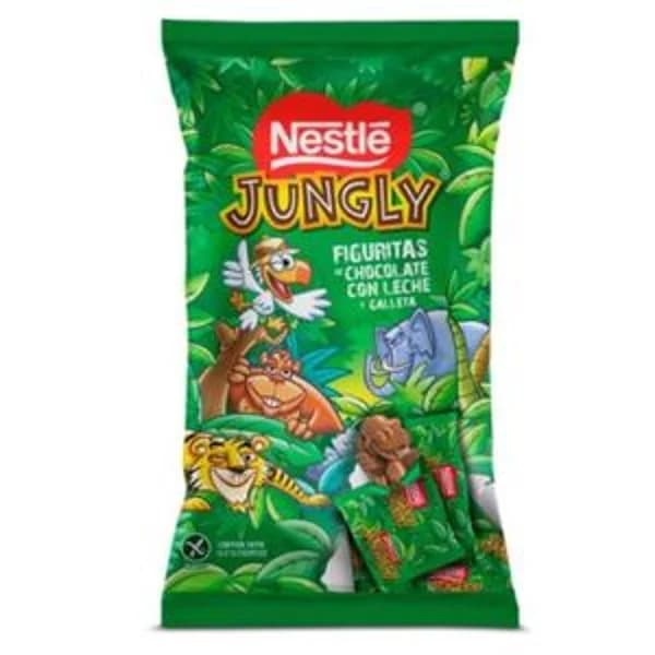 Figuras de chocolate con leche y galleta Nestlé Jungly sin gluten 124 g. - 1 ud - Imagen del producto en Findit