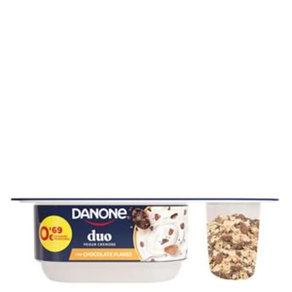 Yogur cremoso duo con copos de chocolate 102 g - 0.1 kg - Imagen del producto en Findit