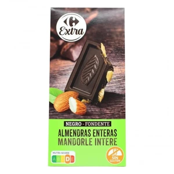Chocolate negro con almendras enteras Carrefour Extra sin gluten  200 g. - 0.2 kg - Imagen del producto en Findit