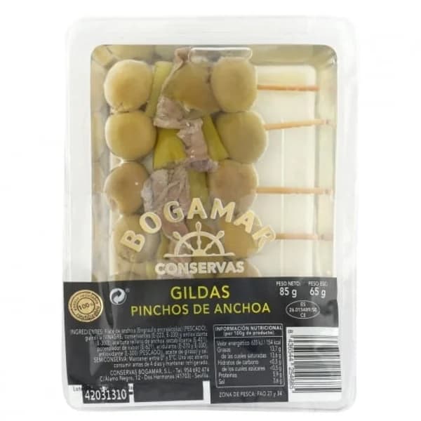 Pinchos de anchoa Gildas Bogamar 95 g - 0.09 kg - Imagen del producto en Findit