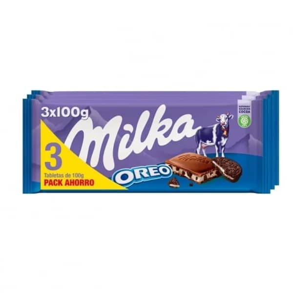 Chocolate relleno de galleta Oreo Milka pack de 3 unidades de 100 g. - 0.3 kg - Imagen del producto en Findit