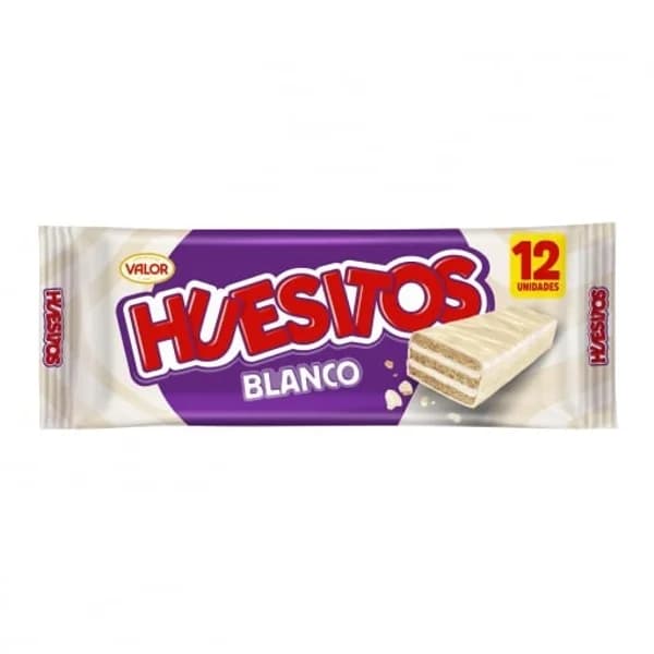 Barrita de barquillo cubierta de chocolate blanco Huesitos Valor 12 ud. - 0.2 kg - Imagen del producto en Findit