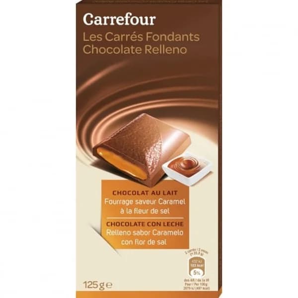 Chocolate con leche relleno sabor caramelo con flor de sal Carrefour 125 g. - 1 ud - Imagen del producto en Findit