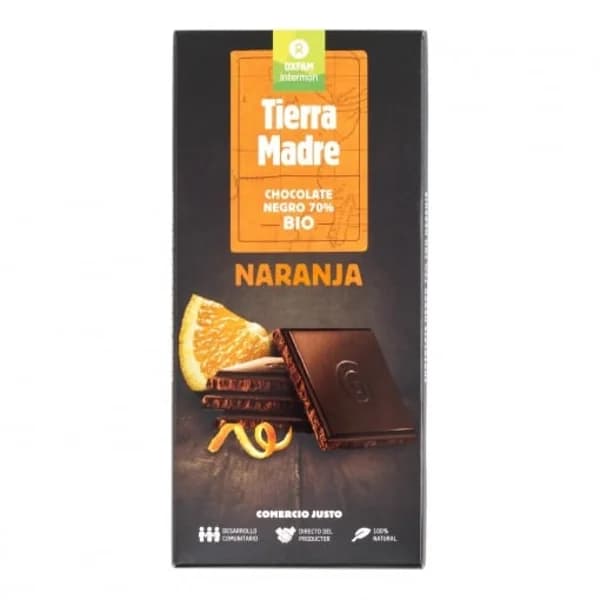 Chocolate negro 70% con naranja ecológico Intermón Oxfam  100 g. - 0.1 kg - Imagen del producto en Findit