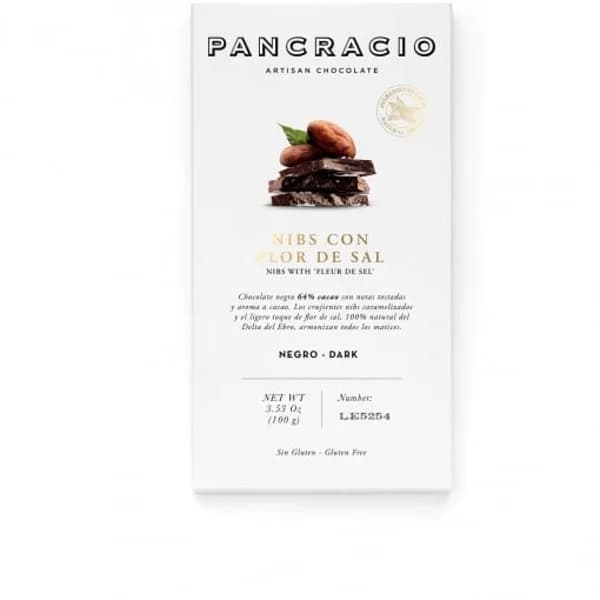 Chocolate negro con nibs de flor de sal  Pancracio sin gluten 100 g. - 0.1 kg - Imagen del producto en Findit