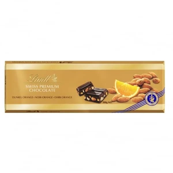 Chocolate negro con almendras y naranja Lindt Premium 300 g. - 0.3 kg - Imagen del producto en Findit