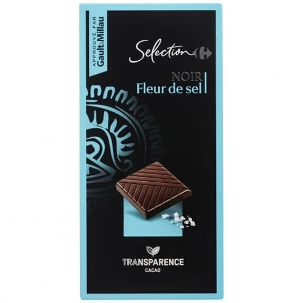 Chocolate negro con flor de sal Selection Carrefour 100 g. - 0.1 kg - Imagen del producto en Findit