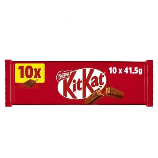 Barrita de galleta crujiente cubierta de chocolate Nestlé Kit Kat 10 ud. - 0.41 kg - Imagen del producto en Findit