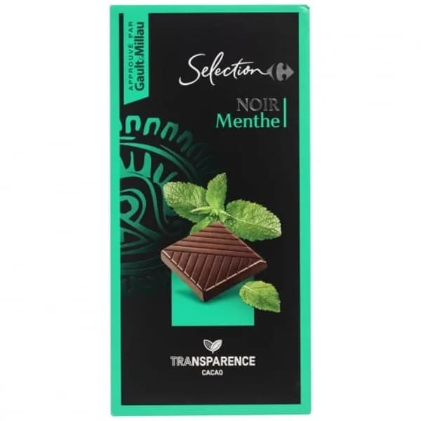 Chocolate negro con menta Selection Carrefour 100 g. - 0.1 kg - Imagen del producto en Findit