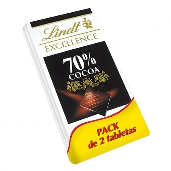 Chocolate negro 70% Lindt Excellence pack de 2 tabletas de 100 g. - 0.2 kg - Imagen del producto en Findit