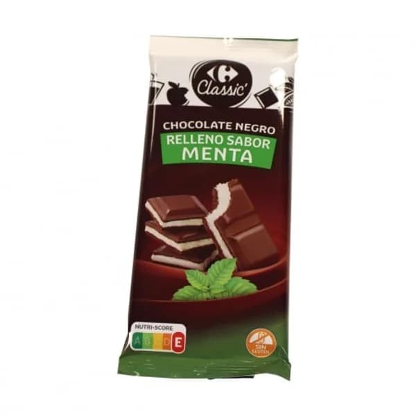 Chocolate negro relleno de menta Carrefour Classic sin gluten 100 g. - 0.1 kg - Imagen del producto en Findit