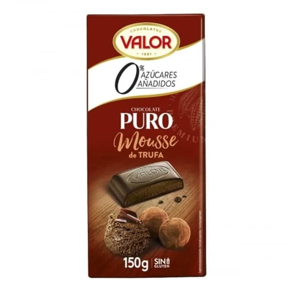 Chocolate relleno de mousse de trufa sin azúcar añadido Valor sin gluten 150 g. - 0.15 kg - Imagen del producto en Findit
