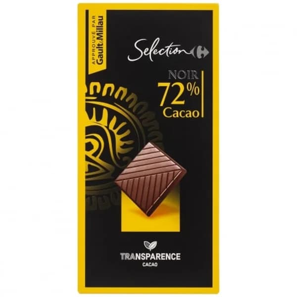 Chocolate negro 72% cacao Carrefour Selección 80 g. - 0.08 kg - Imagen del producto en Findit
