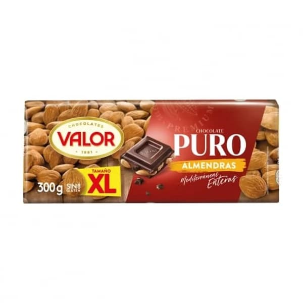 Chocolate puro con almendras enteras XL Valor sin gluten 300 g. - 0.3 kg - Imagen del producto en Findit